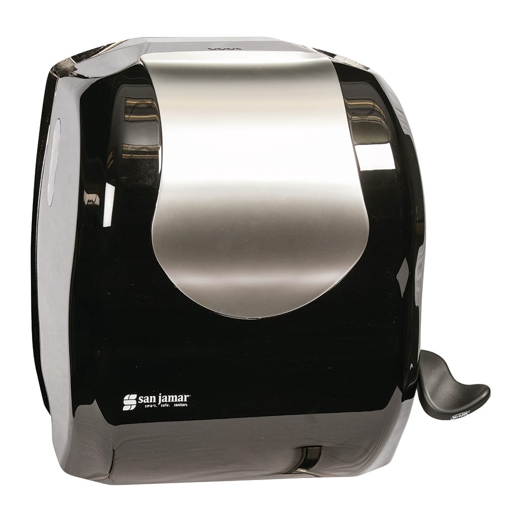San Jamar T970BKSS Lever Roll Paper Towel Dispenser — Wall Mount, Black/Stainless