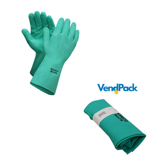 RONCO Sol-Fit Reusable Nitrile Gloves — X-Large (15 Mil, Green, Flocklined)