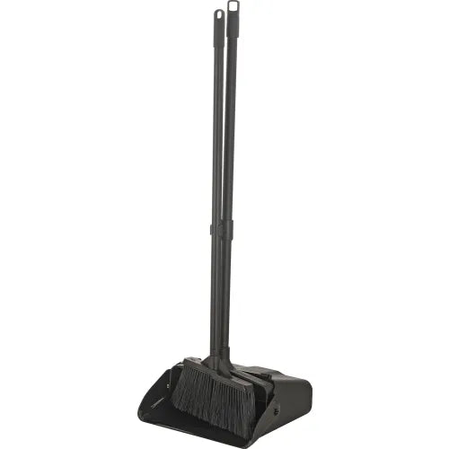 Plastic Lobby Dust Pan & Broom Set — 13" Upright, Black