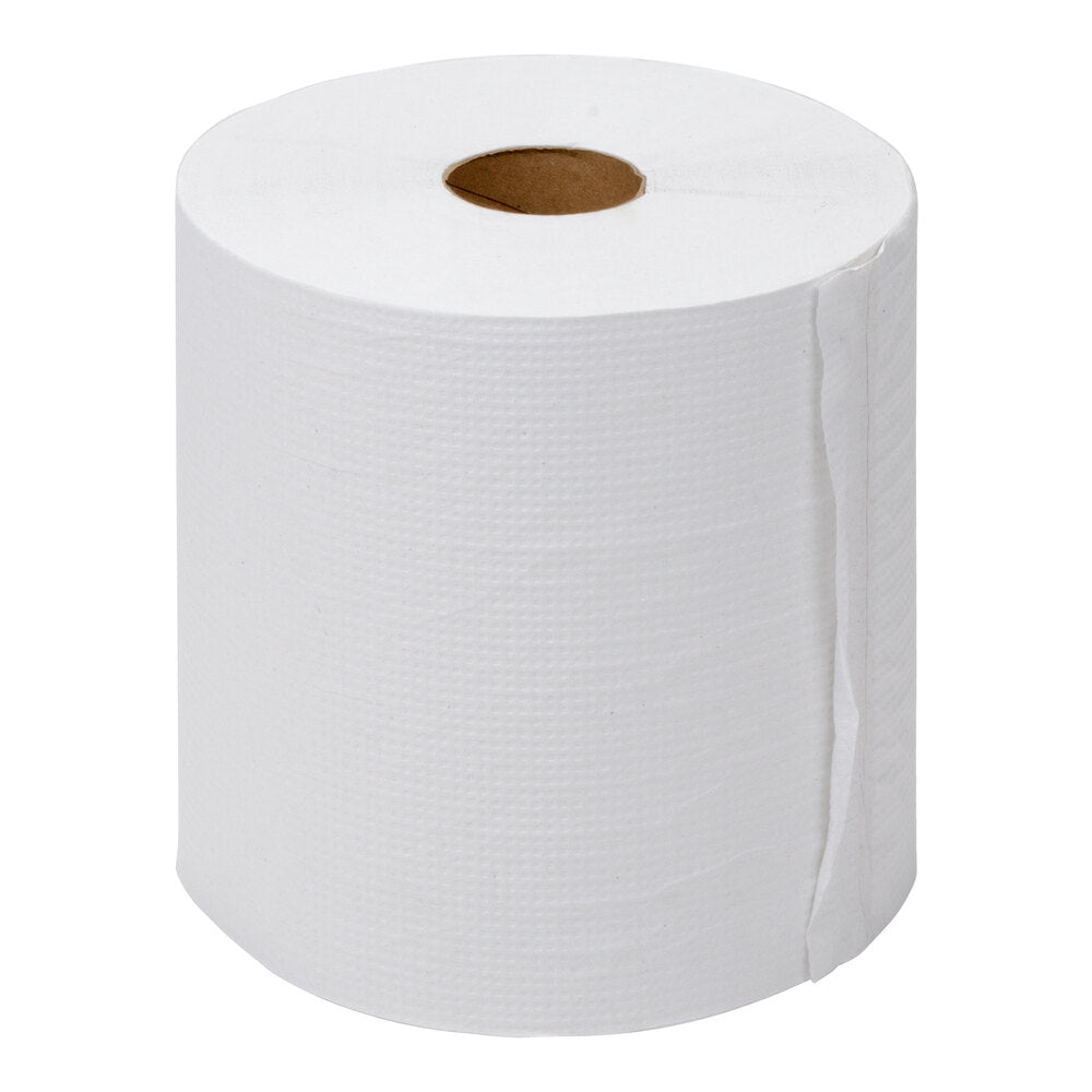 White Hardwound Roll Towel — 8" x 800', 2" Universal Core (6/Case)