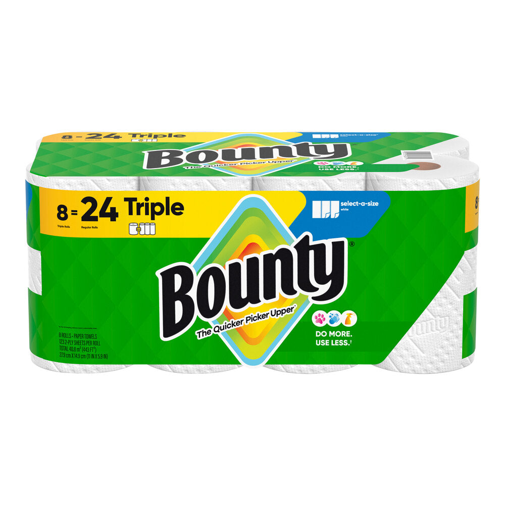 Bounty Select-A-Size 2-Ply Paper Towel Rolls — 123 Sheets, 8 Rolls/Case