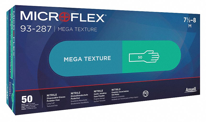 Ansell MICROFLEX 93-287 Nitrile Disposable Gloves — Large, Green, 8.7 mil, Powder-Free