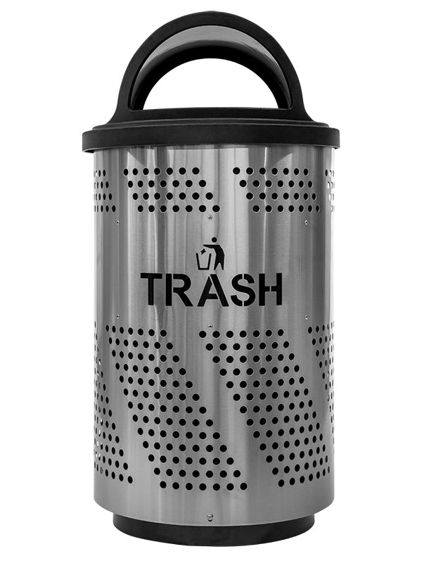 Ex-Cell Kaiser 51 Gal Outdoor Trash Receptacle, stainless steel & black gloss ARENA-X51 T SS/BLK