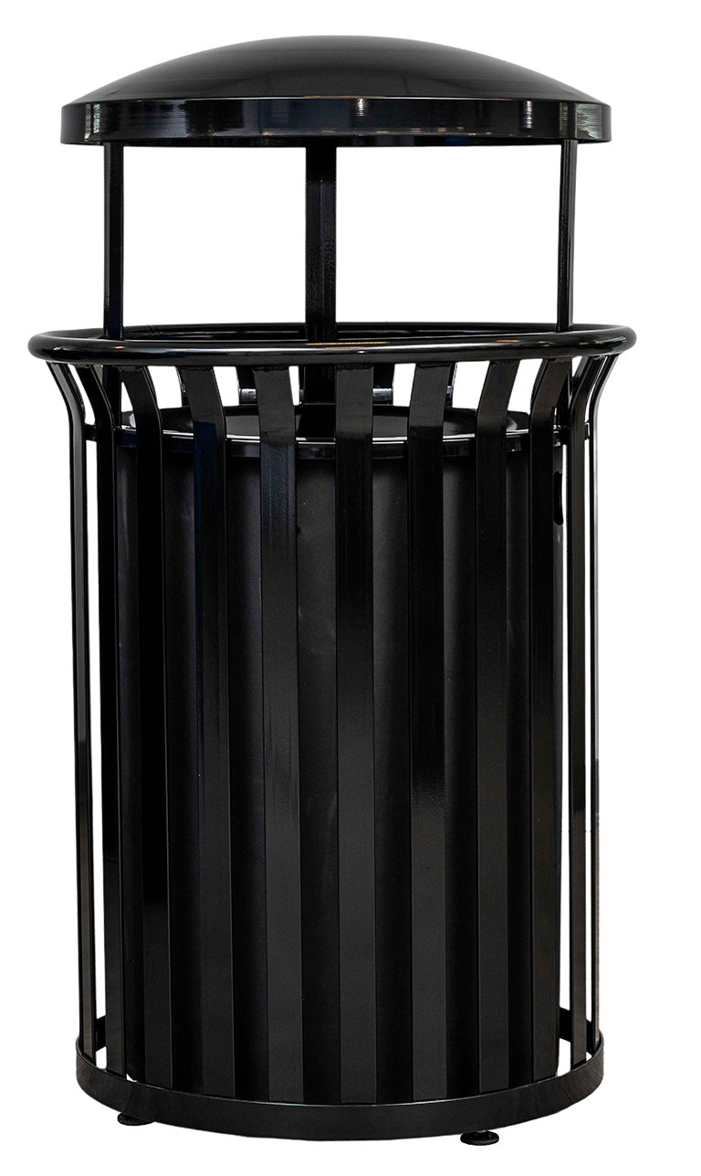 Ex-Cell Kaiser Streetscape Classic 37 Gal Outdoor Trash Receptacle, Black Gloss SCD-2633 BLK
