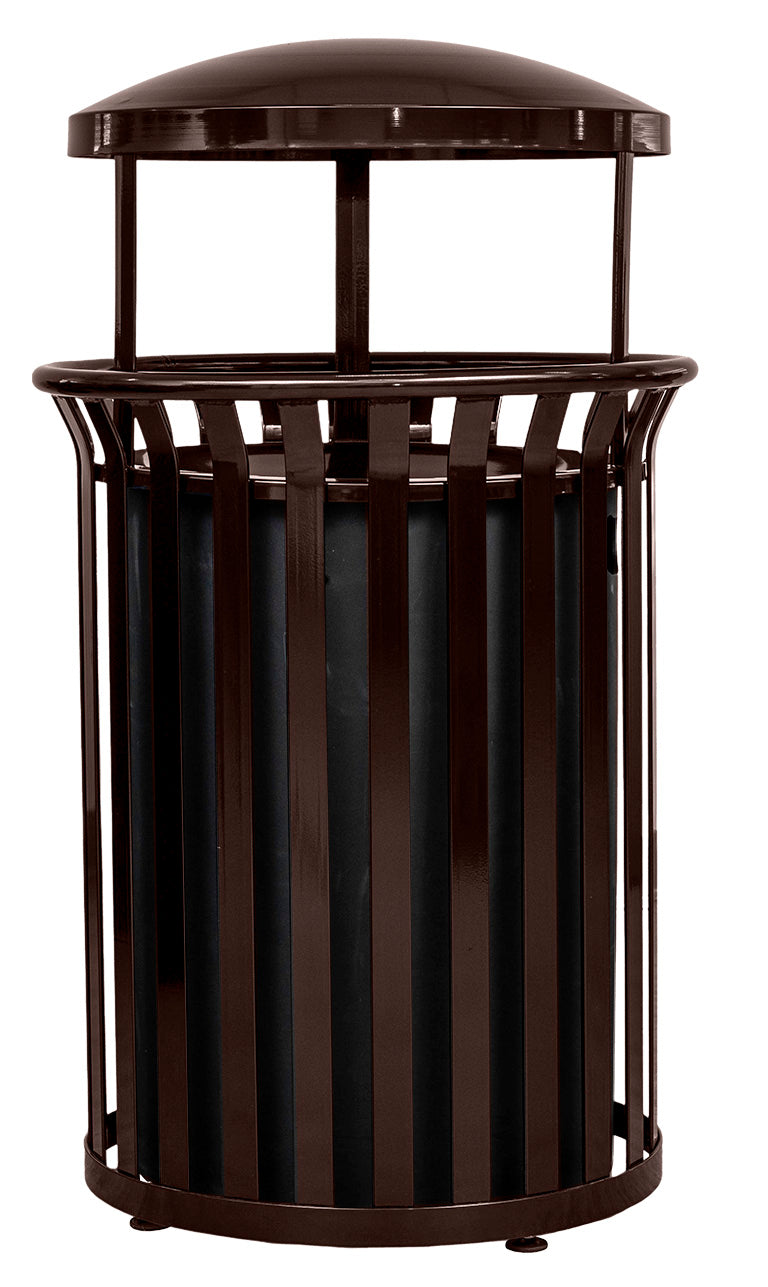 Ex-Cell Kaiser Streetscape Classic 37 Gal Outdoor Trash Receptacle, Coffee Gloss SCD-2633 COF