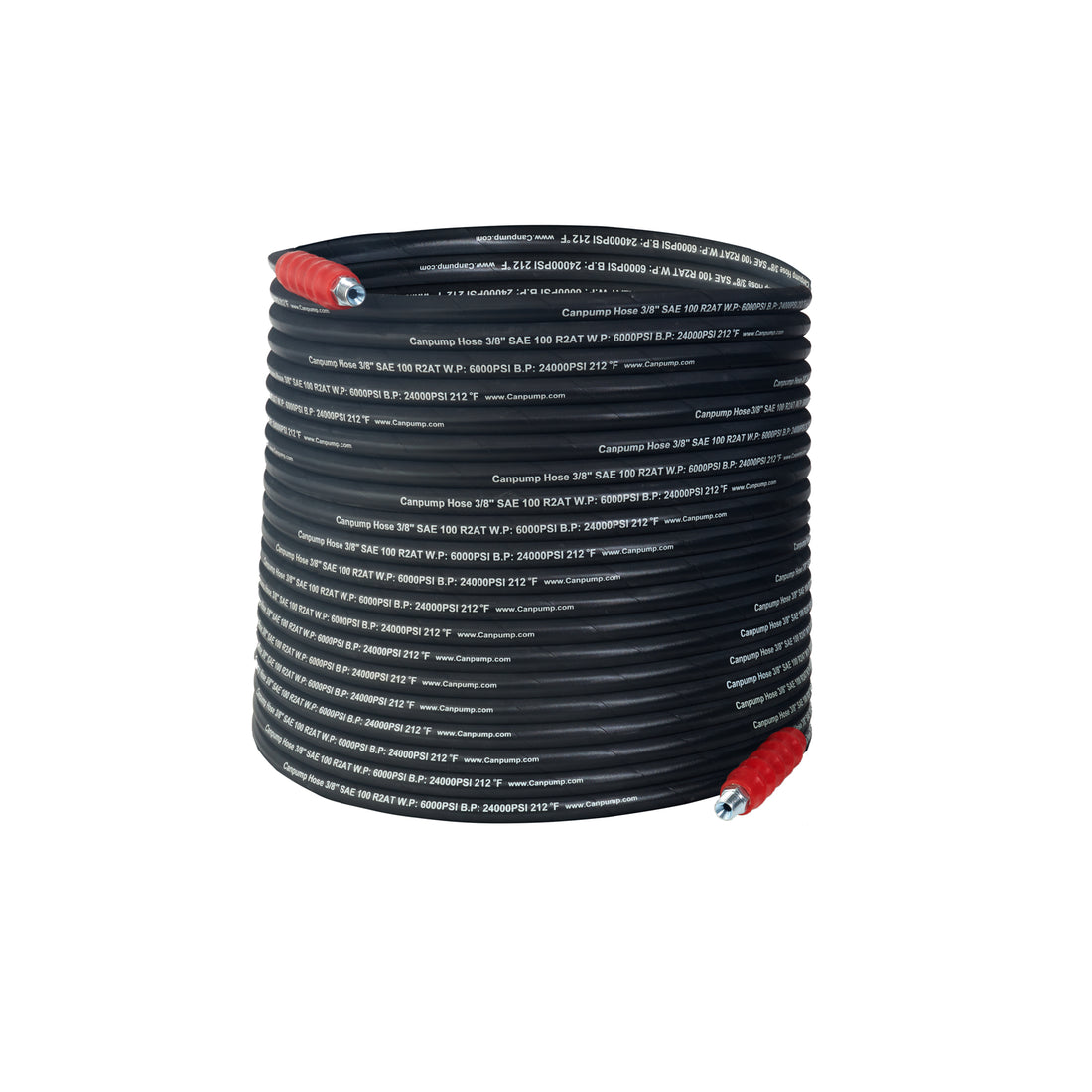 Canpump 3/8-in Hot Water Double Wire-Braided Black Hose 6000 psi, 50 ft with Quick-Connect (023205)