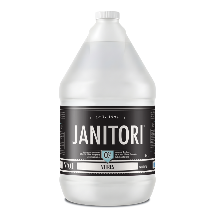 JANITORI Window Cleaner No.01 - Streak-free plant-based window cleaner spray bottle, Made in Canada