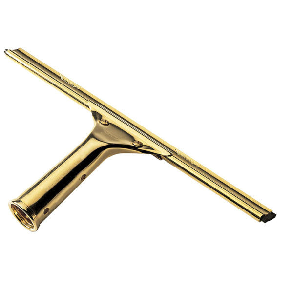 Ettore Pro Series Brass Window Squeegee — Professional Rubber Blade