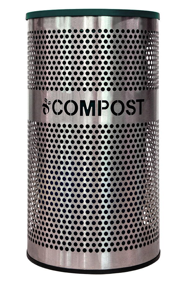 Ex-Cell Kaiser Venue Collection 33 Gal Indoor Recycling Receptacle, SS w/HGX lid VCC-33 PERF SS