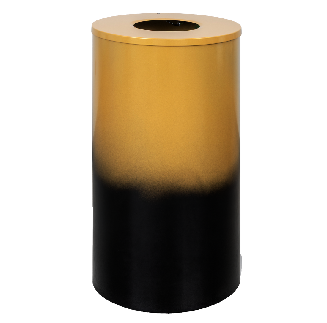 Ex-Cell Kaiser Transitions Series 33 Gal Indoor Trash Receptacle, Sunburst gold and black gloss TR-33 NOIR