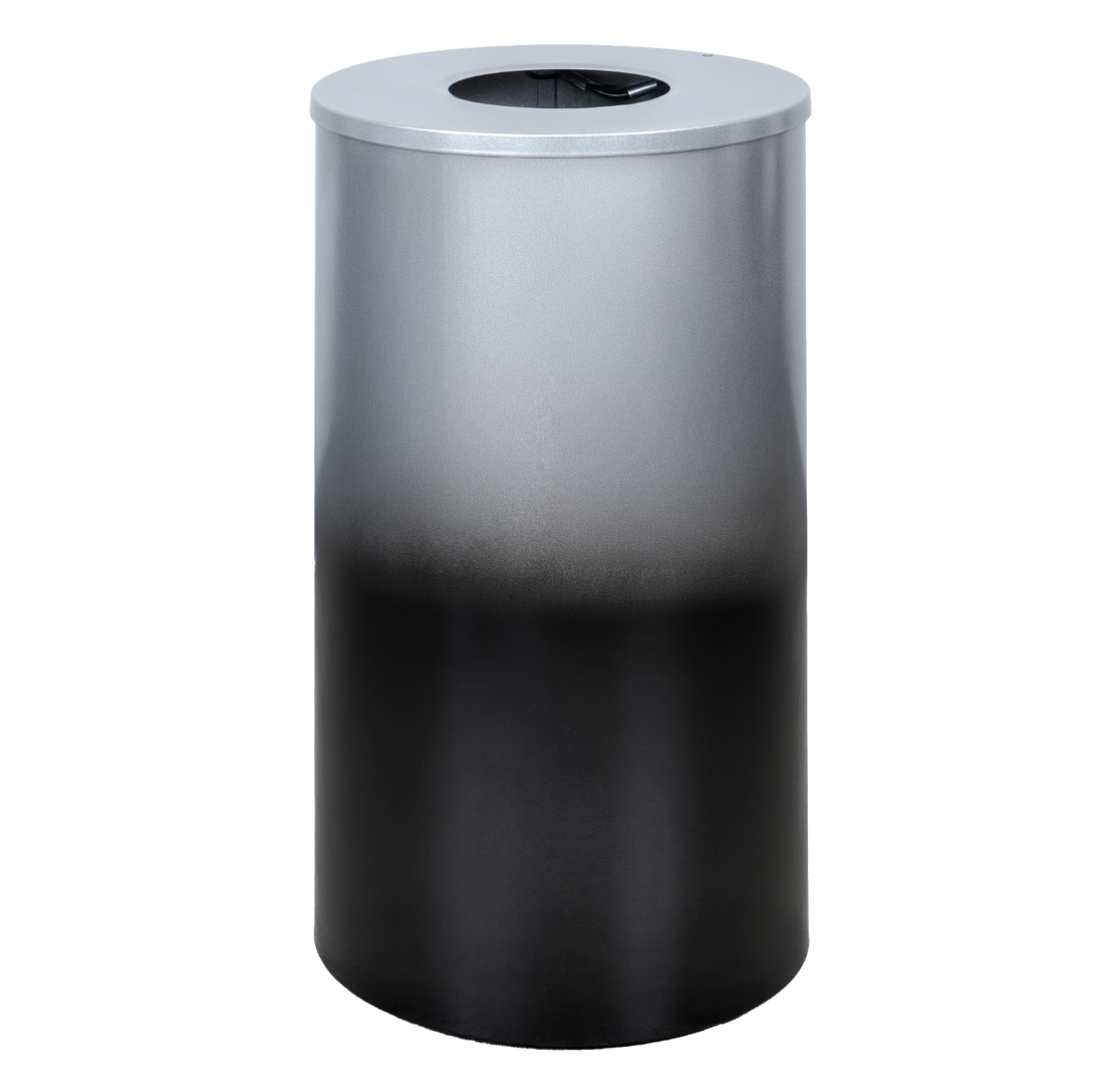 Ex-Cell Kaiser Transitions Series 33 Gal Indoor Trash Receptacle, Platinum and black gloss TR-33 ONYX