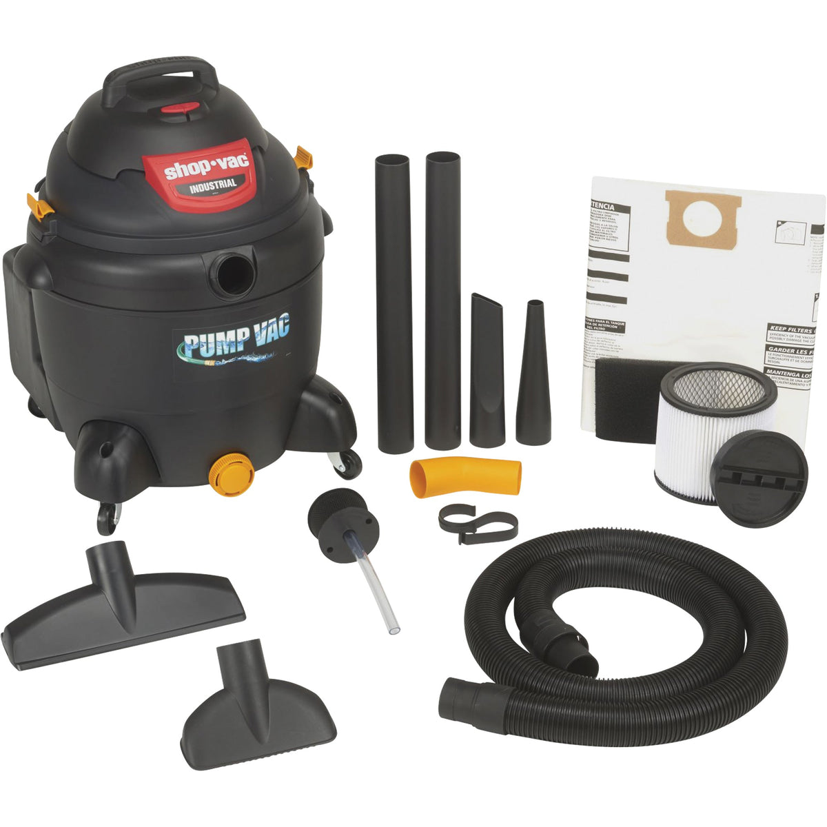 Shop Vac Built-In Pump Shop Vacuum, Wet-Dry, 6 HP, 18 US Gal. (68.1 Litres)