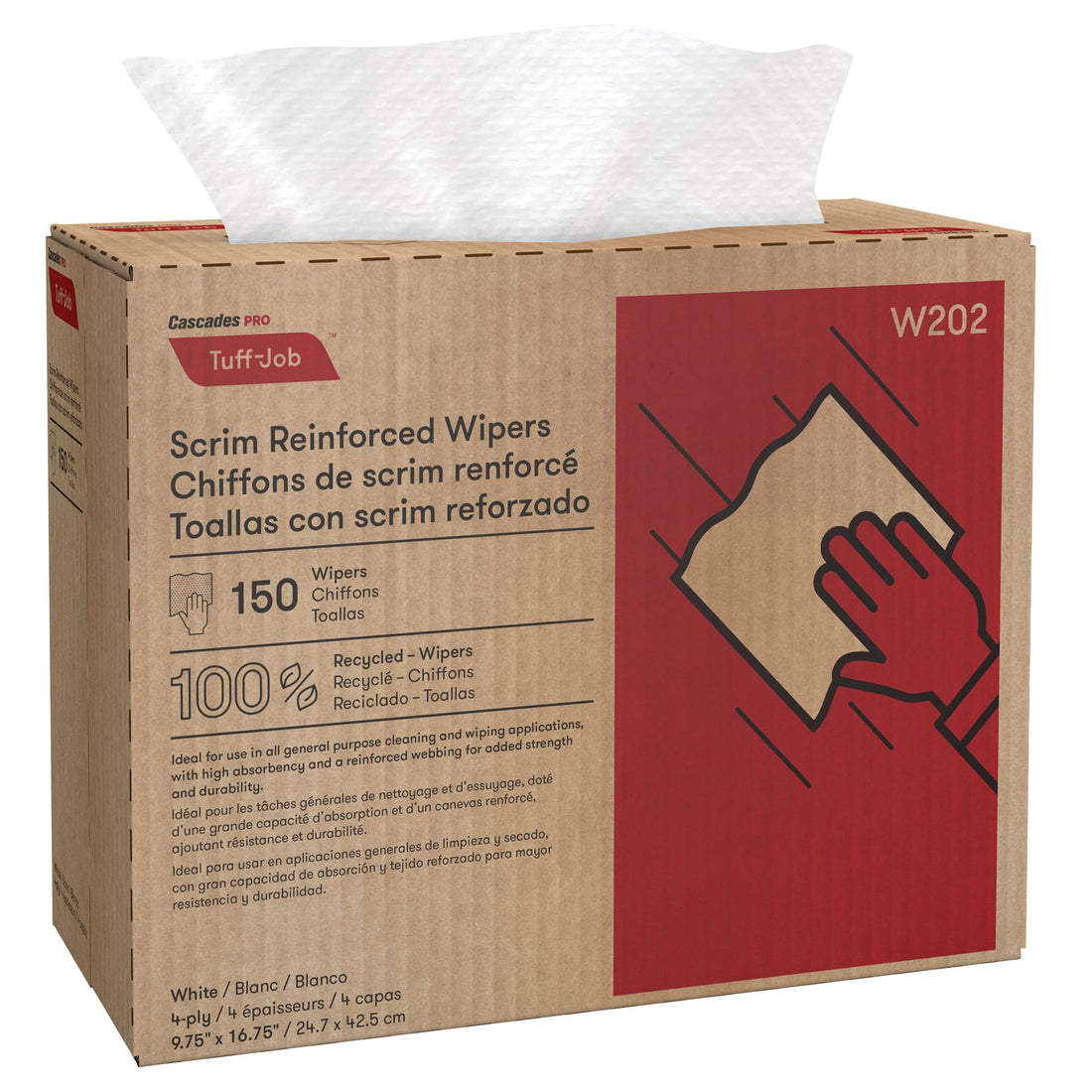 Cascades Pro Tuff-Job™ Scrim Reinforced Wipers, All-Purpose, 16-3/4" L x 9-3/4" W