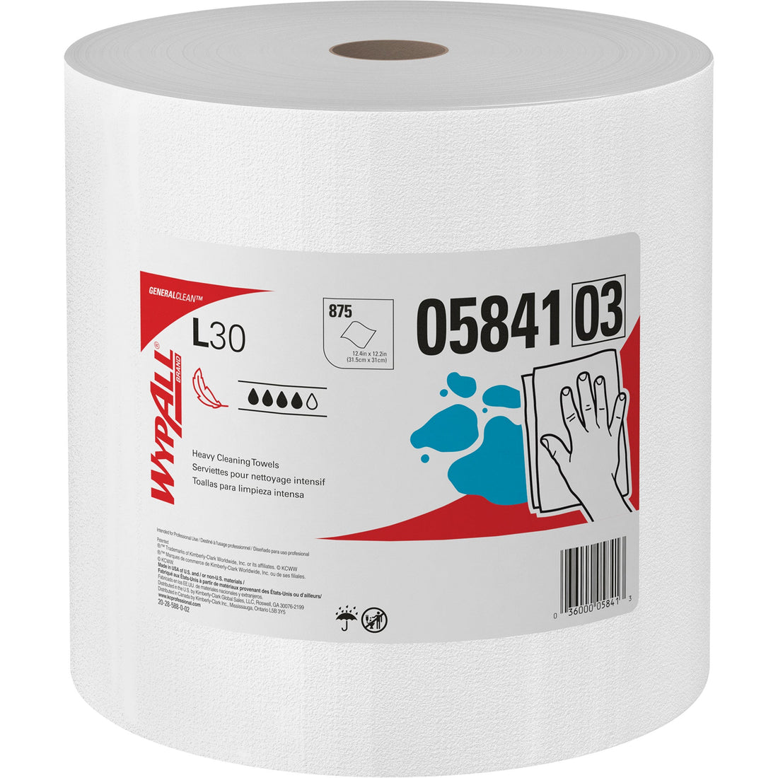 Kimberly-Clark L30 Wipers, Utility, 12-2/5" L x 13-1/3" W
