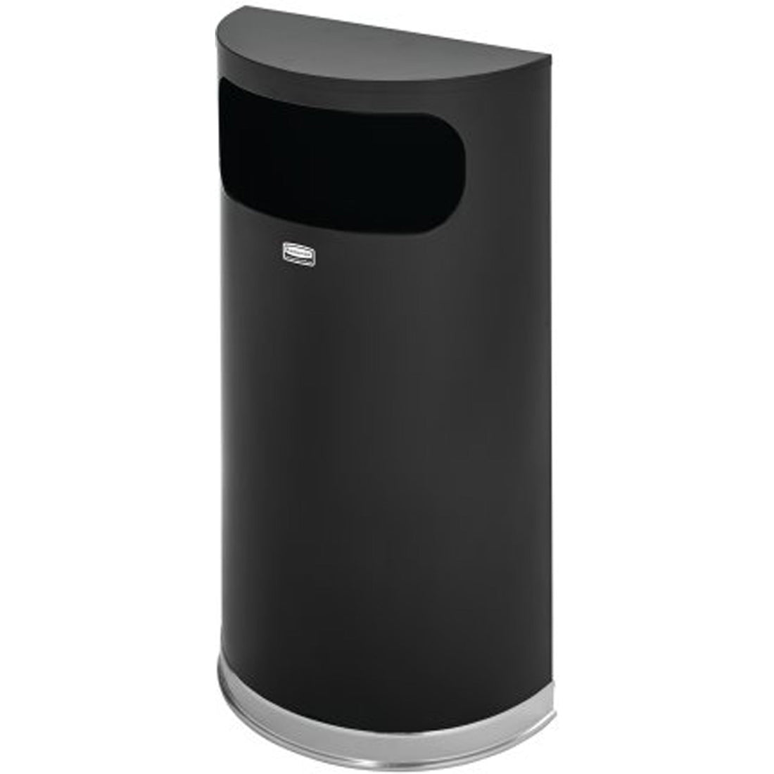 Rubbermaid Half-Round Open Top Waste Container, Steel, 9 US gal.