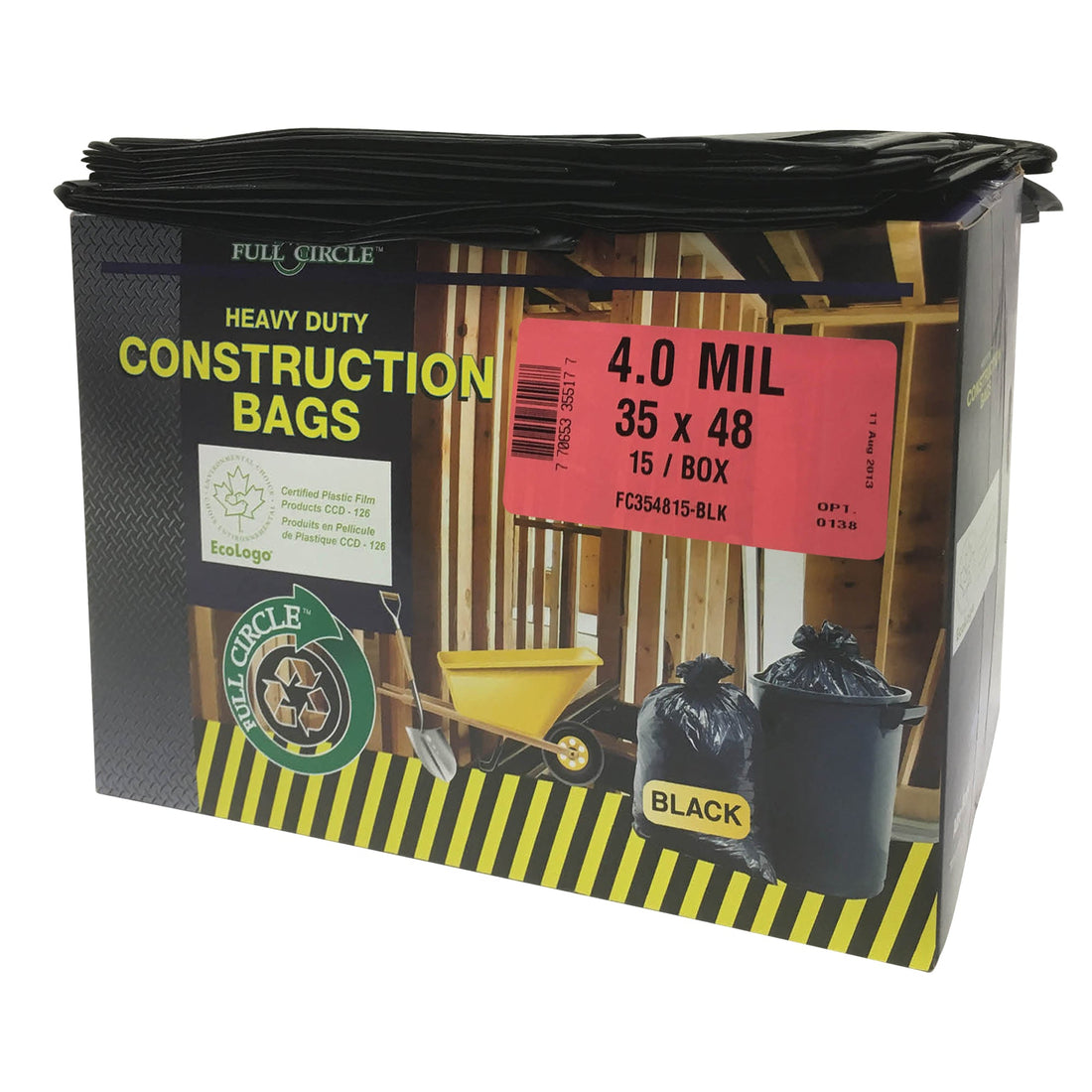 Alte-Rego Contractor Liners, Strong, 35" W x 48" L, 4 mils, Black, 166.55 L (44 Gal.) Capacity