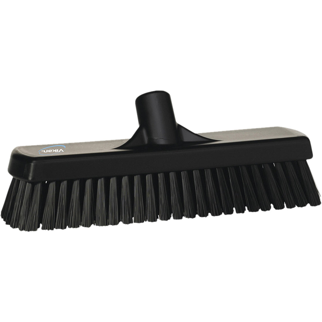 Vikan Deck & Wall Scrub Broom, Stiff Bristles, 12", Polyester, Black