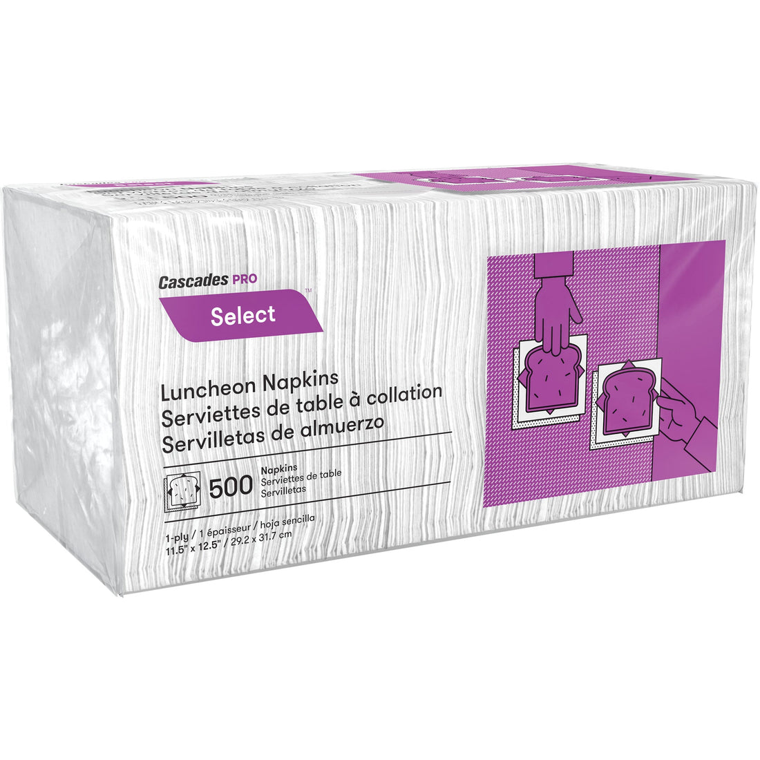 Cascades Pro Select™ 1/4 Fold Luncheon Napkins, 1 Ply, 12.5" x 11.5"