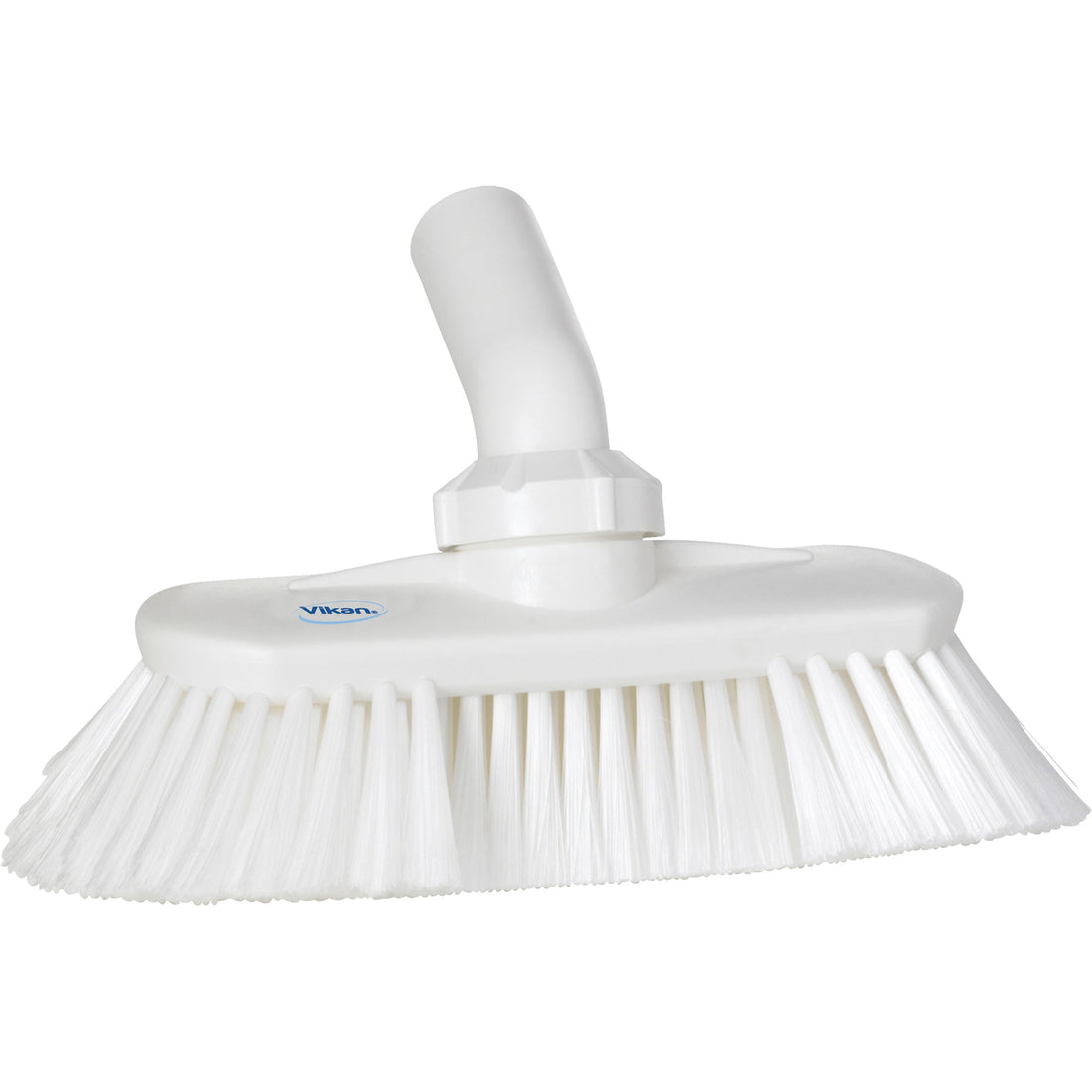Vikan Angle-Adjustable Water-Fed Washing Brush, Soft Bristles, 9-1/4" Long, White