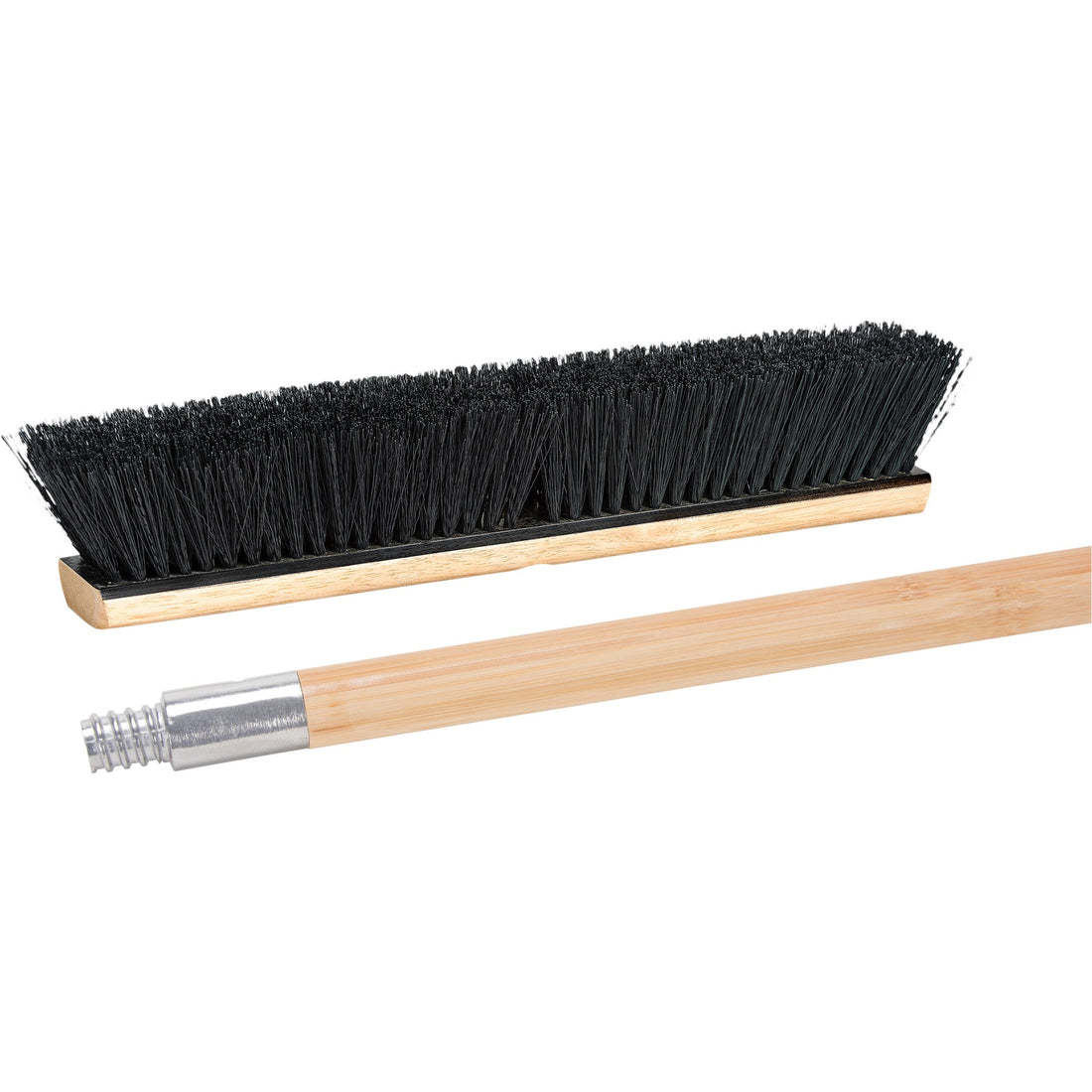 M2 Professional Push Broom with Metal-Threaded Handle, 24", Medium, Tampico Bristles