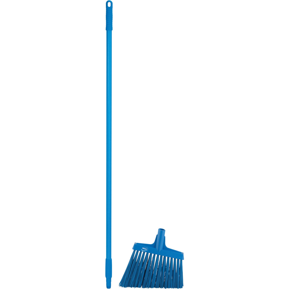 Vikan Angle Broom Head with Handle, X-Coarse Bristles, 12", Polyester, Blue