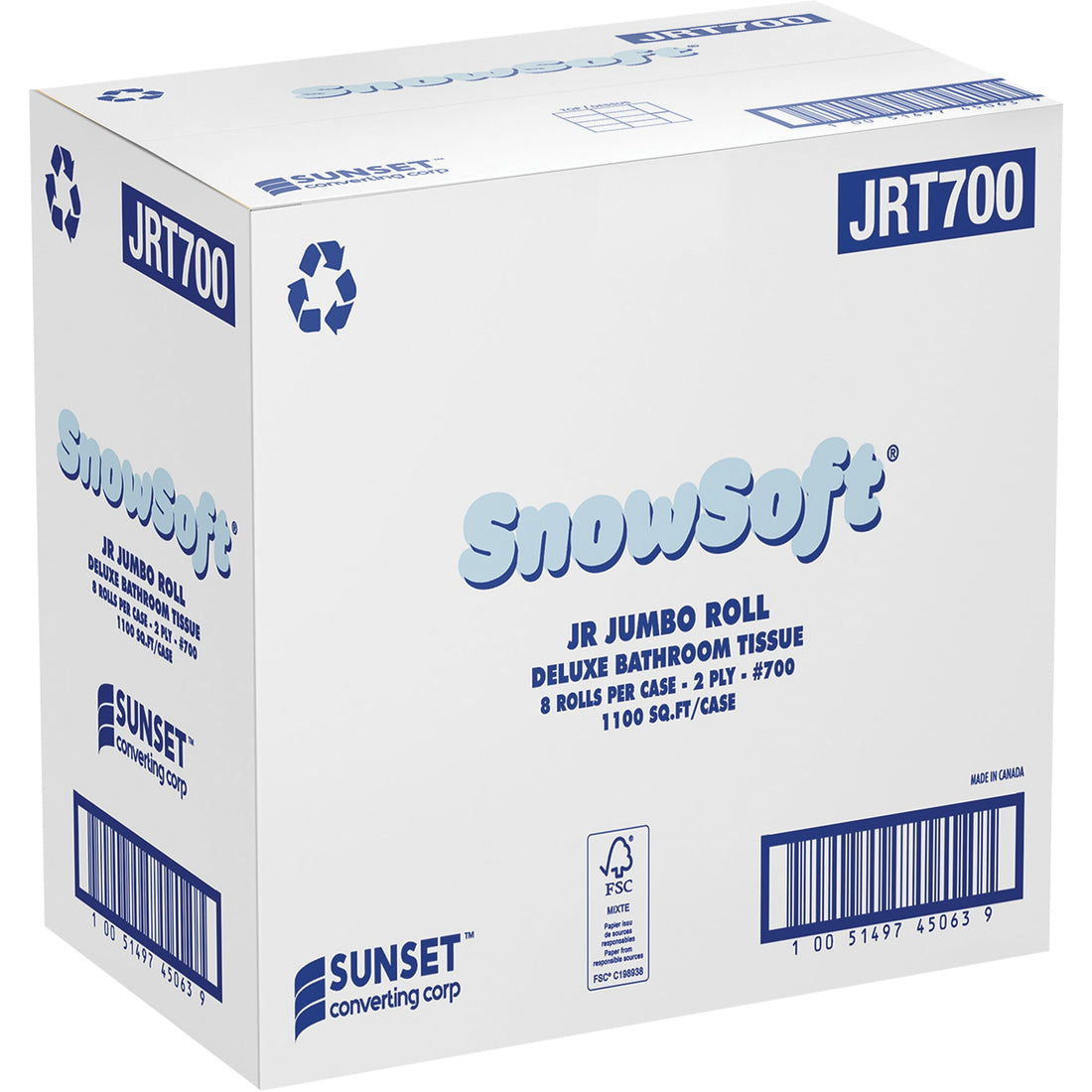 Sunset Converting Corporation Snowsoft™ Deluxe Bathroom Tissue, Jumbo Roll, 2 Ply, White