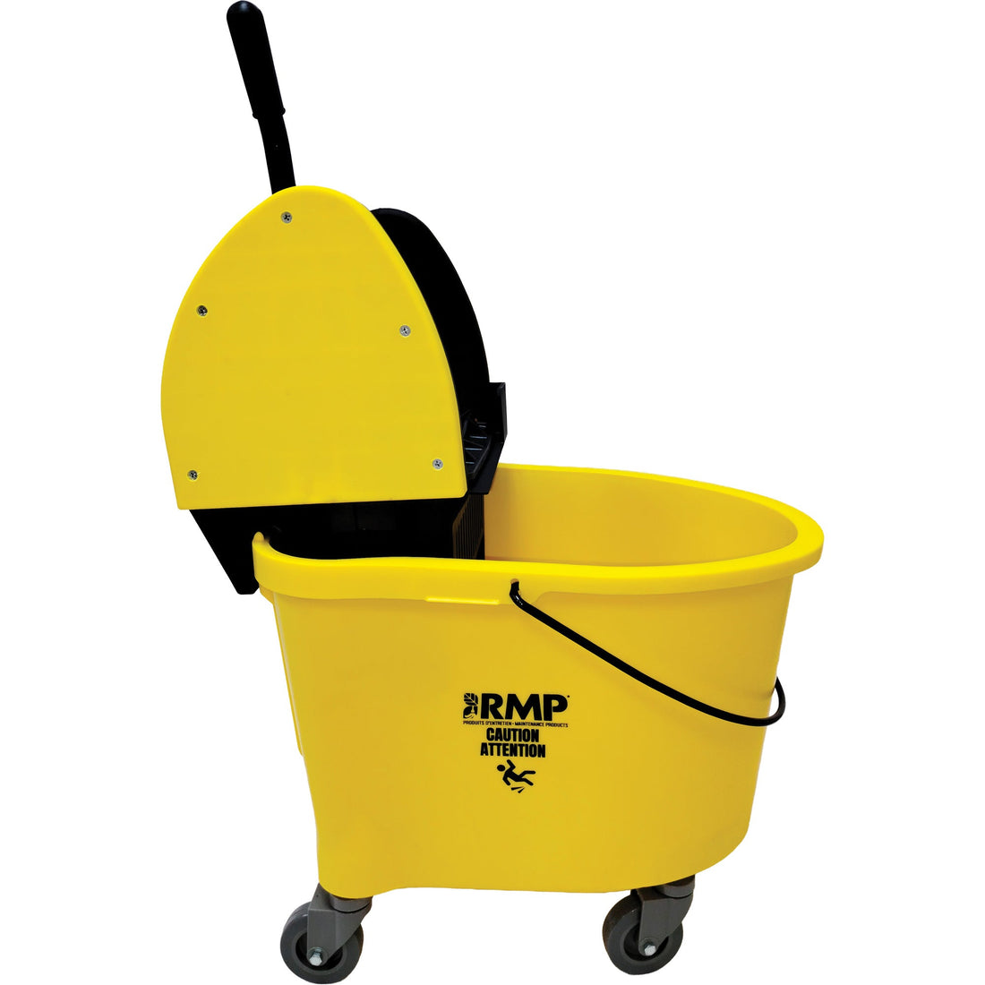 RMP Maintenance Mop Bucket, Down Press, 8.75 US Gal.(35 Quart), Yellow