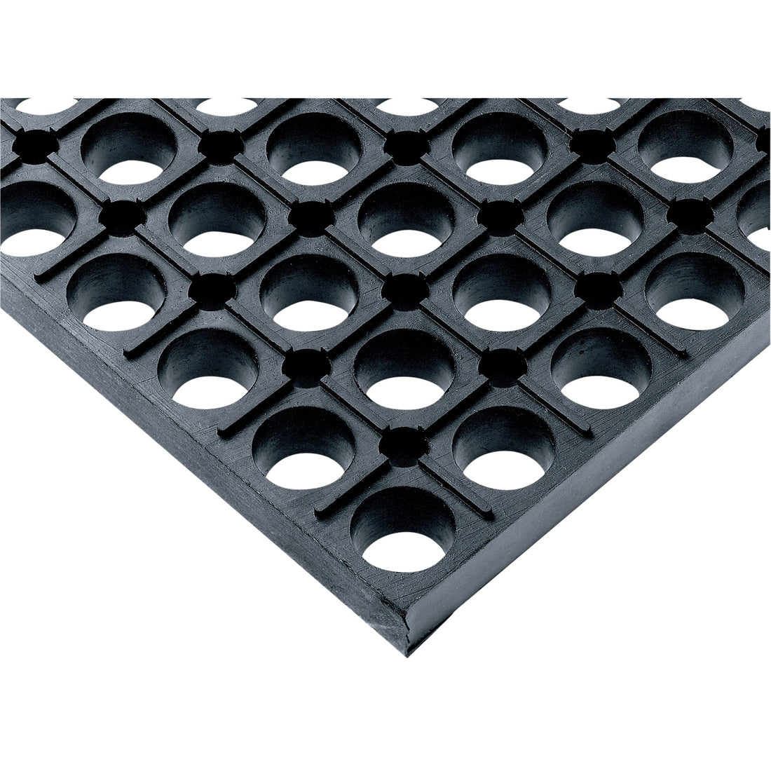 Wearwell WorkSafe No. 477 Mats, Slotted, Black, Natural Rubber