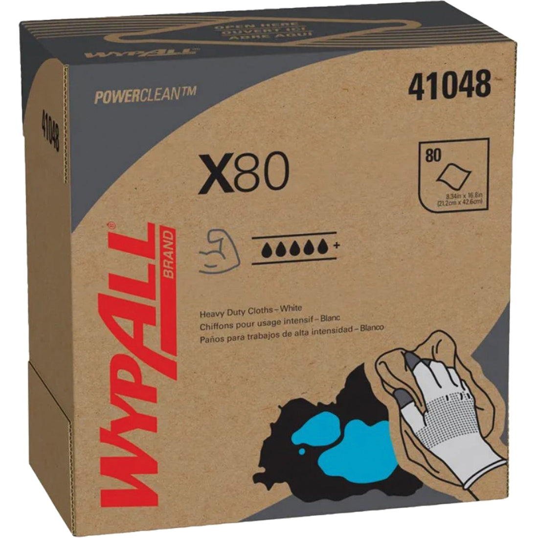 Kimberly-Clark WypAll® X80 Extended Use Cloths, Heavy-Duty, 16-4/5" L x 9" W