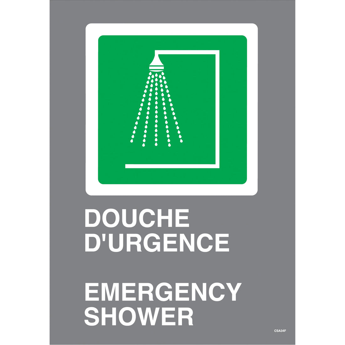 Accuform NMC Douche d'urgence / Emergency Shower CSA Standard Safety Sign, 14" x 10", Plastic, Bilingual with Pictogram
