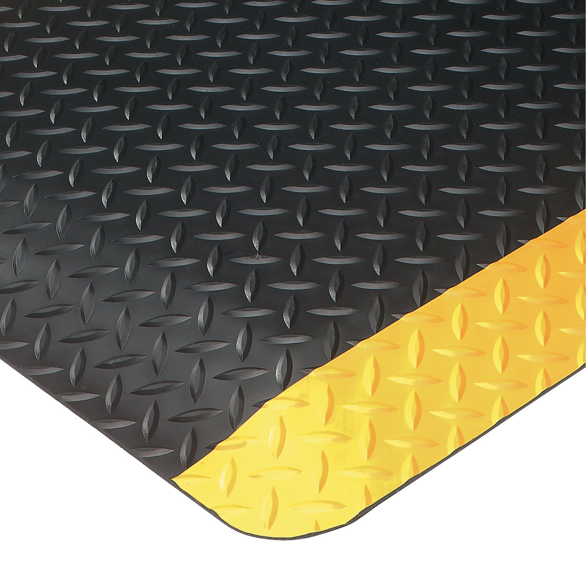 Wearwell SpongeCote® Ultrasoft Mats No. 414, Diamond, 3' x 10' x 15/16", Black/Yellow, PVC Sponge