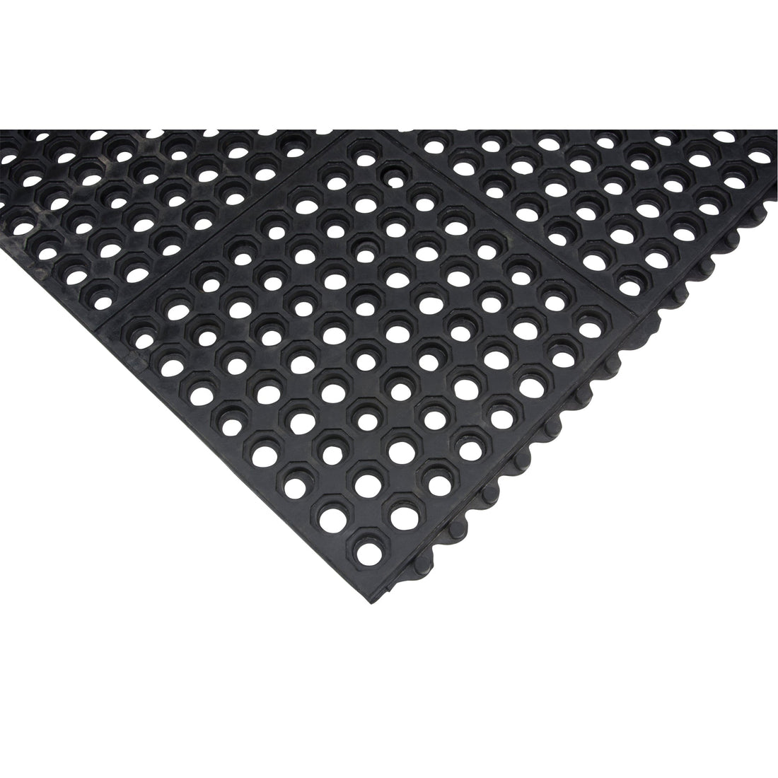 Zenith Anti-Fatigue Link Matting, Honeycomb, 3' x 3' x 1/2", Black, Natural Rubber