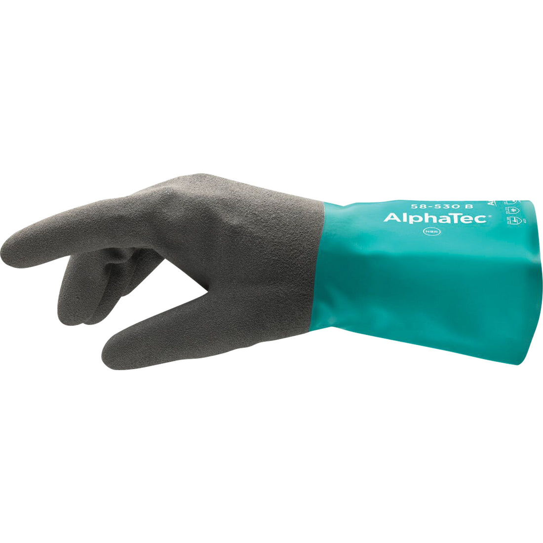 Ansell AlphaTec 58-535B Gloves, 14" L, Nitrile, Acrylic Inner Lining, 13-mil