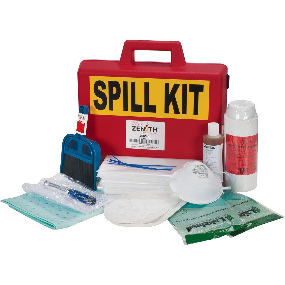 Zenith Mercury Spill Kit, Hazmat, Case, 50 ml Absorbancy