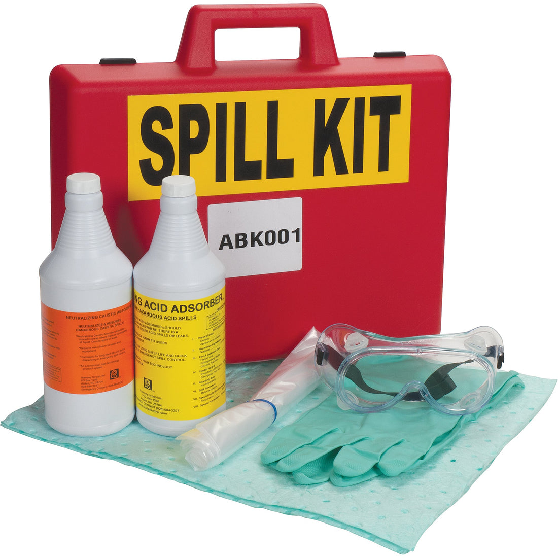 Zenith Lab Acid/Base Spill Kit, Hazmat, Case, 1 US gal. Absorbancy