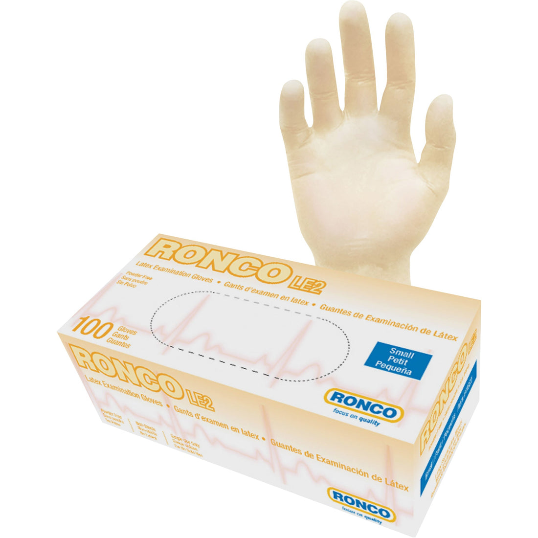 Ronco Disposable Gloves, Latex, 4-mil, Powder-Free, Natural, Class 2