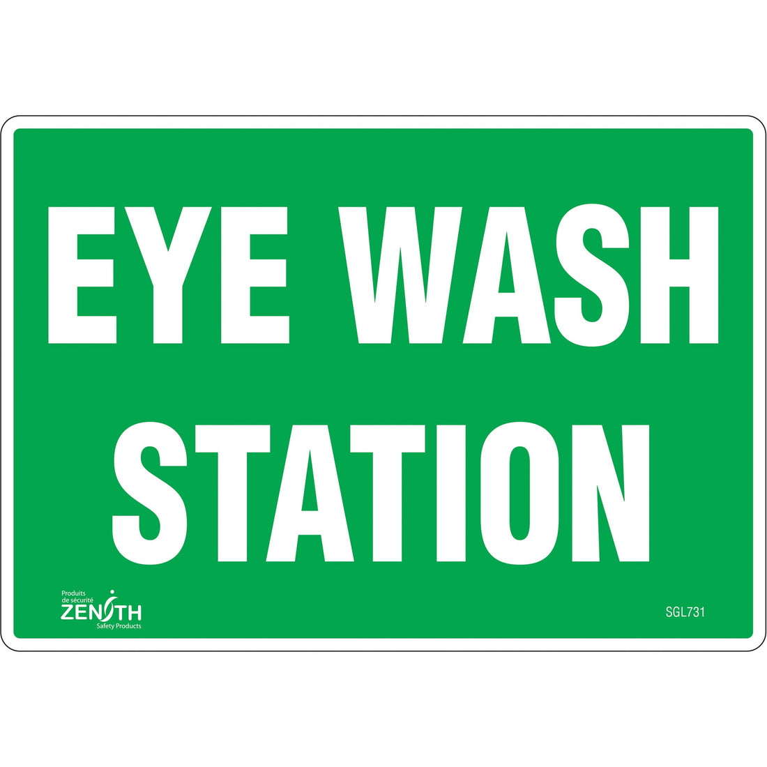 Zenith "Eye Wash Station" Sign, 7" x 10", Vinyl, English