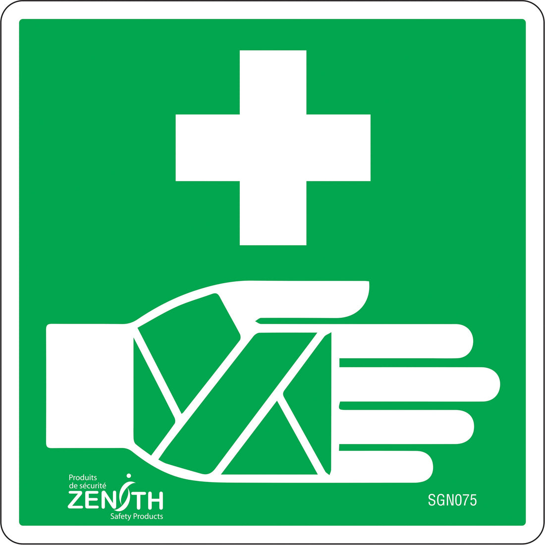 Zenith First Aid CSA Standard Safety Sign, Vinyl, Pictogram