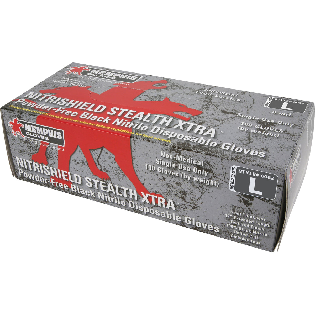 Mcr Safety NitriShield Stealth Extra Disposable Gloves, Nitrile, 6-mil, Powder-Free, Black