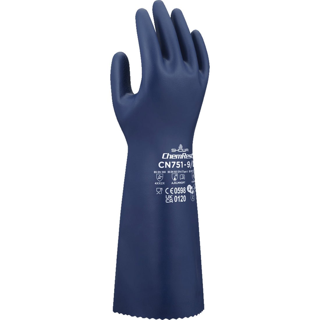 Showa CN751 Chemical-Resistant Gloves, 15" L, Nitrile, 18-mil