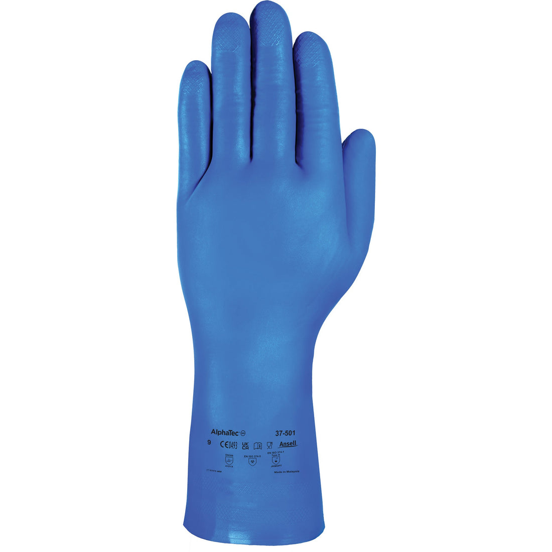 Ansell AlphaTec 37-501 Blue Medium-Duty Chemical-Resistant Gloves, 13" L, Nitrile, 16.5-mil