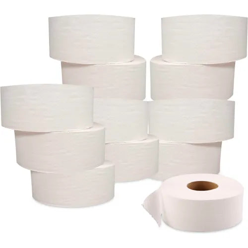 Jumbo Roll Toilet Tissue — 2-Ply White, 3.3" (12/Case)