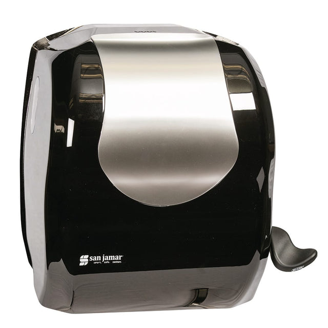San Jamar T970BKSS Lever Roll Paper Towel Dispenser — Wall Mount, Black/Stainless