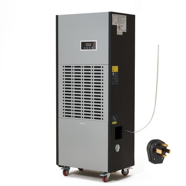 Dapper Supply 390-Pint Commercial Dehumidifier – Built-In Pump, Drain Hose, 30000 Sq Ft Coverage DP-CD1131