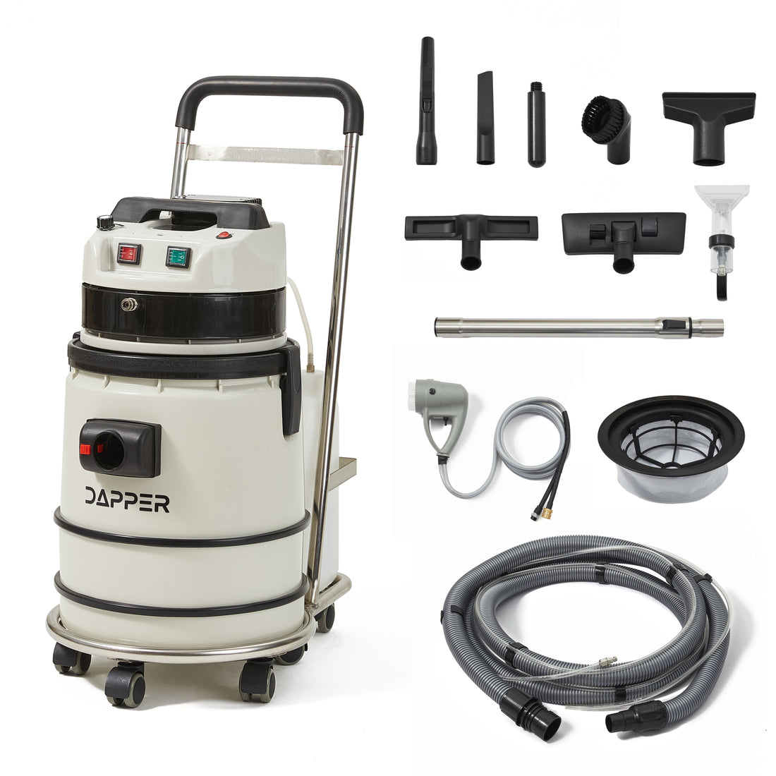 Dapper Supply Wet Dry Vacuum Cleaner with Steam, Cold Water Extraction & Scrub Brush, 2.5 Gal. Tank DP-UCE1228