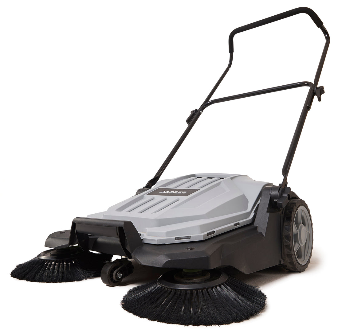 Dapper Supply Walk Behind Hand Push Floor Sweeper - 5.25 Gal Capacity - 25.5" Sweeping Width DP-FS1103