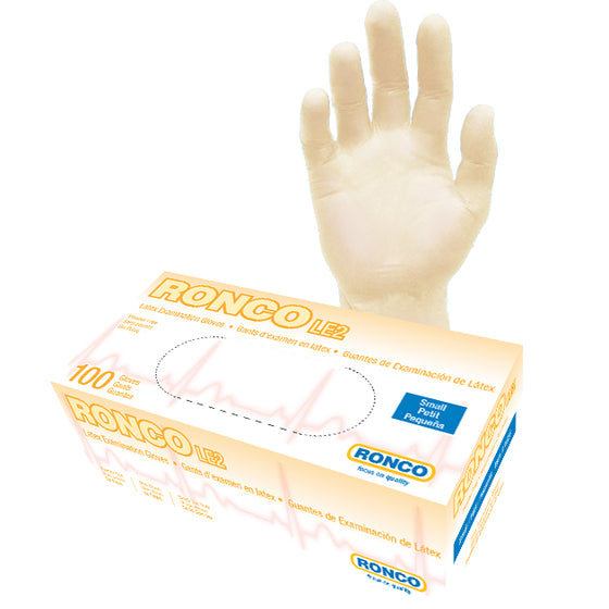 RONCO LE2 Tan Latex Examination Gloves — Small, Powder-Free 4 Mil (Case of 1,000)