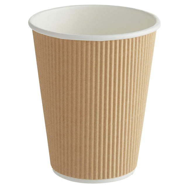 Kraft Ripple Wall Insulated Hot Cup — 12 oz, Sleeveless (Case of 500)