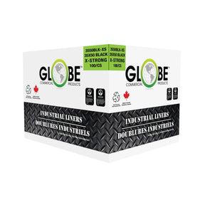 Globe Commercial Extra-Strong Black Can Liners — 35" x 50" (Case of 100)