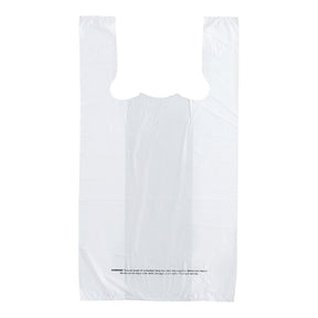White Plastic T-Shirt Bags with Handles — 1/6 Size, Standard-Duty (Case of 1,000)